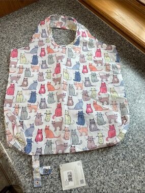 Ulster Weavers White Cat-Print Tote Bag NWT